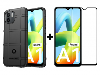 SKLO + PUZDRO 2v1 pre Xiaomi Redmi A1 / Redmi A2 - Tvrdené COVERAGE čierne (Puzdro a sklo pre Xiaomi Redmi A1 / Redmi A2)