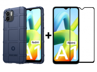 SKLO + PUZDRO 2v1 pre Xiaomi Redmi A1 / Redmi A2 - Tvrdené COVERAGE modré (Puzdro a sklo pre Xiaomi Redmi A1 / Redmi A2)