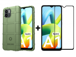 SKLO + PUZDRO 2v1 pre Xiaomi Redmi A1 / Redmi A2 - Tvrdené COVERAGE zelené (Puzdro a sklo pre Xiaomi Redmi A1 / Redmi A2)