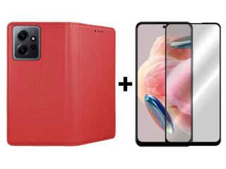 SKLO + PUZDRO 2v1 pre Xiaomi Redmi Note 12 - Knižkové MAGNET červené