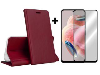 SKLO + PUZDRO 2v1 pre Xiaomi Redmi Note 12 - Knižkové MAGNETIC bordové