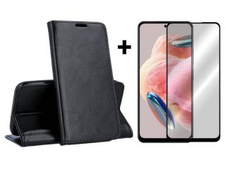 SKLO + PUZDRO 2v1 pre Xiaomi Redmi Note 12 - Knižkové MAGNETIC čierne