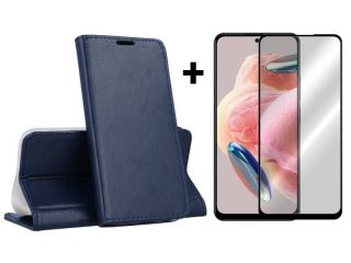 SKLO + PUZDRO 2v1 pre Xiaomi Redmi Note 12 - Knižkové MAGNETIC modré