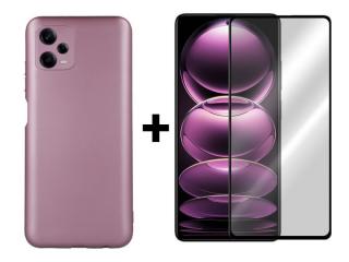 SKLO + PUZDRO 2v1 pre Xiaomi Redmi Note 12 Pro 5G - Silikónové Metallic ružové (TENTO PRODUKT JE VHODNÝ PRE MODEL XIAOMI REDMI NOTE 12 PRO 5G A TAKTIEŽ PRE MODEL POCO X5 PRO 5G)