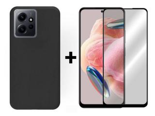 SKLO + PUZDRO 2v1 pre Xiaomi Redmi Note 12 - Silikónové čierne