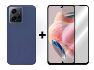 SKLO + PUZDRO 2v1 pre Xiaomi Redmi Note 12 - Silikónové modré