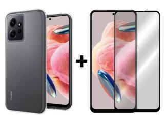 SKLO + PUZDRO 2v1 pre Xiaomi Redmi Note 12 - Silikónové priesvitné