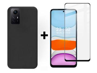 SKLO + PUZDRO 2v1 pre Xiaomi Redmi Note 12S - Silikónové čierne