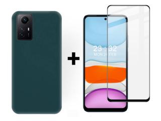 SKLO + PUZDRO 2v1 pre Xiaomi Redmi Note 12S - Silikónové zelené