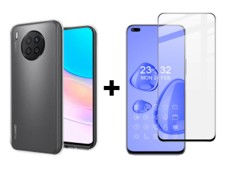 SKLO + PUZDRO pre Huawei Nova 8i / Honor 50 Lite - Silikonové priesvitné