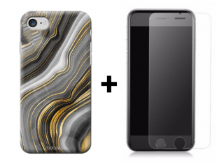 SKLO + PUZDRO pre iPhone 7 / 8 / SE 2022 / SE 2020 -  Marble 010