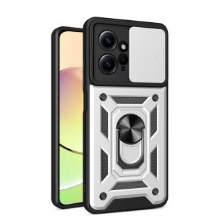 Tvrdený kryt pre Xiaomi Redmi Note 12 - RING ARMOR SLIDE silver (Puzdro pre Xiaomi Redmi Note 12)