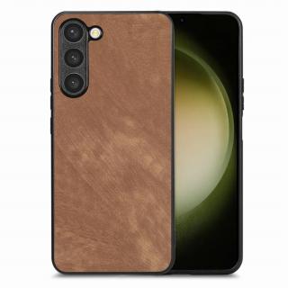 Zadný kryt pre Samsung Galaxy S23 FE - LEATHER hnedý (Ochranný obal pre Samsung Galaxy S23 FE)