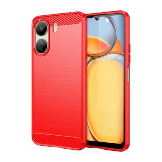 Zadný obal pre Xiaomi Redmi 13C - CARBON červený (Ochranný obal pre Xiaomi Redmi 13C)