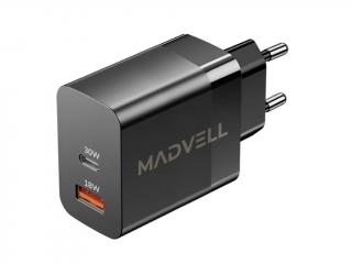 Adaptér do siete USB-C/A 30W Madvell čierna