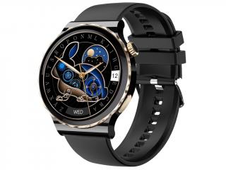 Smart hodinky Madvell Lotus 2 s bluetooth volaním čierna so zlatou a silikónovým remienkom