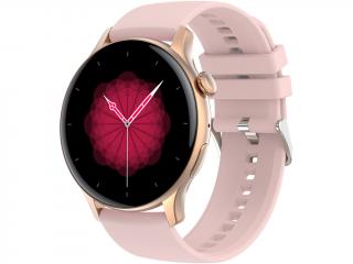 Smart hodinky Madvell Talon s volaním cez bluetooth púdrovo zlaté s ružovým silikónovým remienkom