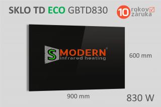 SMODERN sklenený infrapanel TD ECO GBT830 čierne sklo 830W