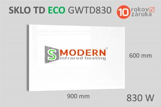 SMODERN sklenený infrapanel TD ECO GWT830 biele sklo 830W