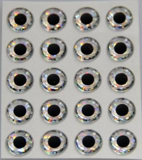 3D SAMOLEPIACE OČI SILVER BLACK 10MM-20KS