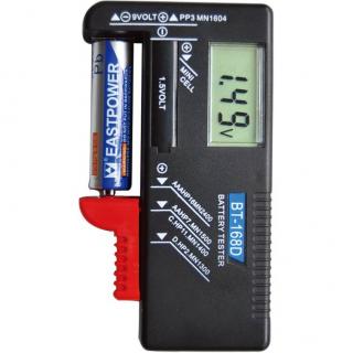 Tester batérií AA, AAA, 9V digitálny