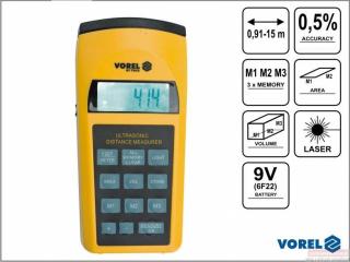 Ultrazvukový merač vzdialenosti s laserom do 15m