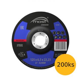 Brúsny kotúč 125 x 6,5 x 22,23 mm MOST STANDARD METAL typ 27 sada 200 ks