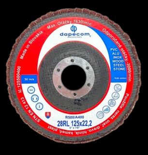 Lamelový kotúč 125 mm zrnitosť R500/A400 tvar 28RL
