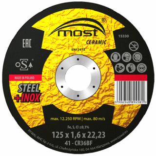 Rezný kotúč 125 x 1,6 mm MOST CERAMIC Metal + Inox typ 41