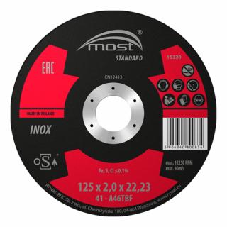 Rezný kotúč 125 x 2,0 x 22,23 mm MOST STANDARD INOX typ 41