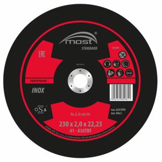 Rezný kotúč 230 x 2,0 x 22,23 mm MOST STANDARD INOX typ 41