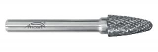 Stromčeková fréza so zaoblenou hlavou z tvrdokovu 6 x 19 x 6 mm MOST STANDARD RBF tvar F