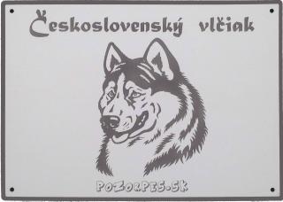 Pozorpes.sk,  výstražná tabuľka nerezová pieskovaná (Czechoslowakian wolf dog - stainless signs -  custom theme)