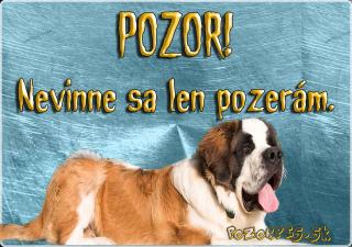 Pozorpes.sk, výstražná tabuľka (Svätobernardský pes Bernardín)