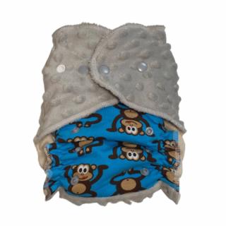 Nohavičková plienka BAMBUSKA na patentky - rôzne vzory Vzor: Opičky na modrej so sivou