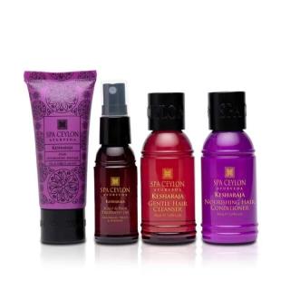 Spa Ceylon - KESHARAJA - šampón na vlasy 60 ml + masážny olej 60 ml + balzam na vlasy 70 g + olejová hmla na vlasy 10 ml + čistiace mydlo 35 g darčeková sada