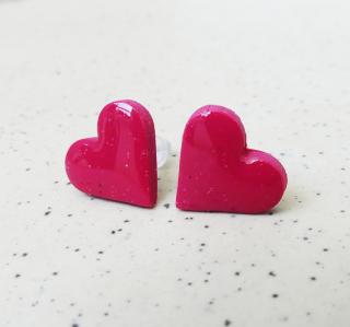 Antialergické napichovacie náušnice bordové srdcia - chirurgická oceľ (Handmade bordové antialergické napichovačky v tvare srdiečok)