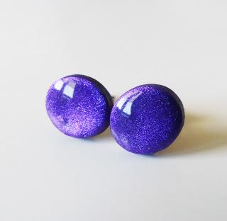 Antialergické napichovacie náušnice fialové perleťové ovály - chirurgická oceľ (Handmade perleťové fialové antialergické napichovačky v tvare oválu s chirurgickou oceľou)