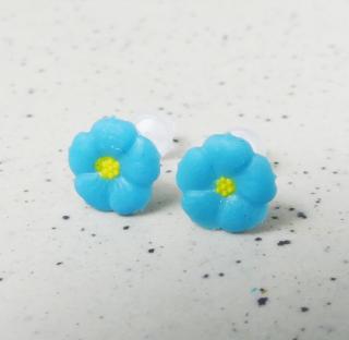 Antialergické napichovacie náušnice nezábudky - menšie (Handmade modré antialergické napichovačky v tvare nezábudiek)