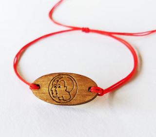Červený ochranný náramok so znamením zverokruhu - blíženci (Červený náramok proti urieknutiu so znamením blíženci na dreve)
