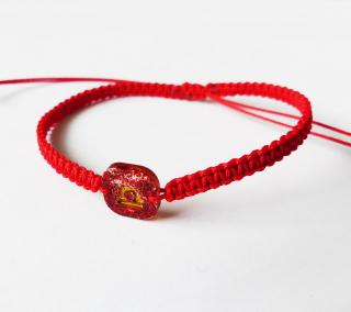 Červený shamballa náramok pre znamenie váhy (Červený ručne vyrobený náramok pre znamenie zverokruhu váhy)