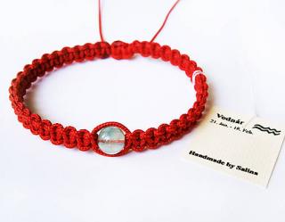 Červený shamballa náramok pre znamenie Vodnár (Shamballa náramok s fluoritom)