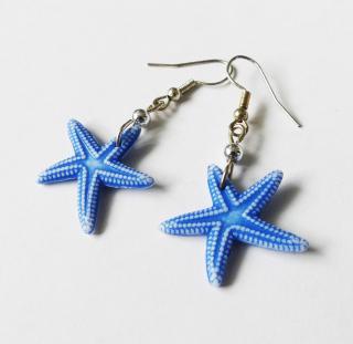 Modré visiace náušnice hviezdice (Visiace modré náušnice morské hviezdice)