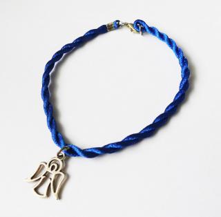 Modrý náramok s príveskom anjela (Modrý náramok s kovovým komponentom anjela)