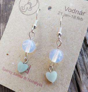 Náušnice z liečivého kameňa opalitu pre znamenie vodnár (Handmade korálkové náušnice z liečivého kameňa opalitu pre znamenie vodnár)