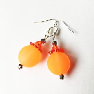 Oranžové visiace náušnice lentilky (Oranžové visiace handmade náušnice )