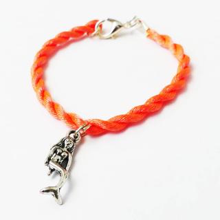 Oranžový detský náramok - morská panna (Detský oranžový handmade náramok s príveskom)