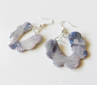 Pastelové fialové watercolor náušnice z polymérovej hmoty 2 (Handmade fialové visiace náušnice 2 )