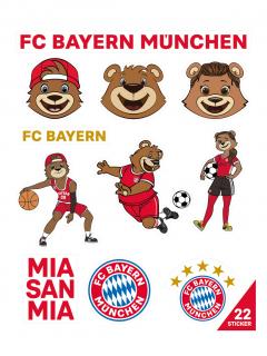 FC Bayern München - Bayern Mníchov sada detských nálepiek (2 hárky, spolu 22 nálepiek)