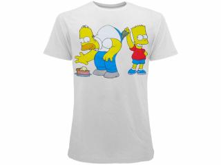 The Simpsons (Simpsonovci) Homer a Bart tričko biele pánske - SKLADOM